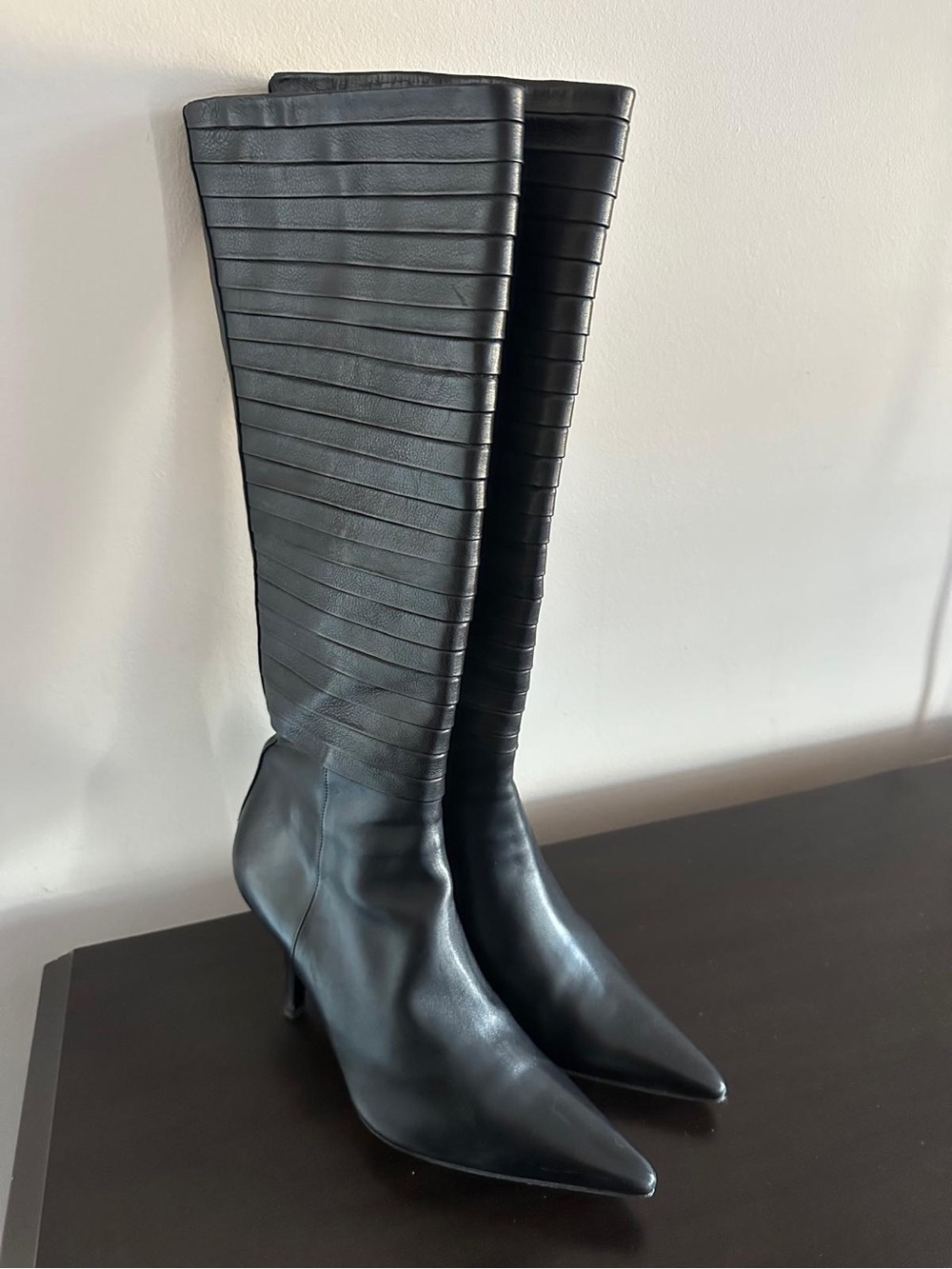 Hugo Boss Sleek Black Pointed-Toe Stiletto Boots